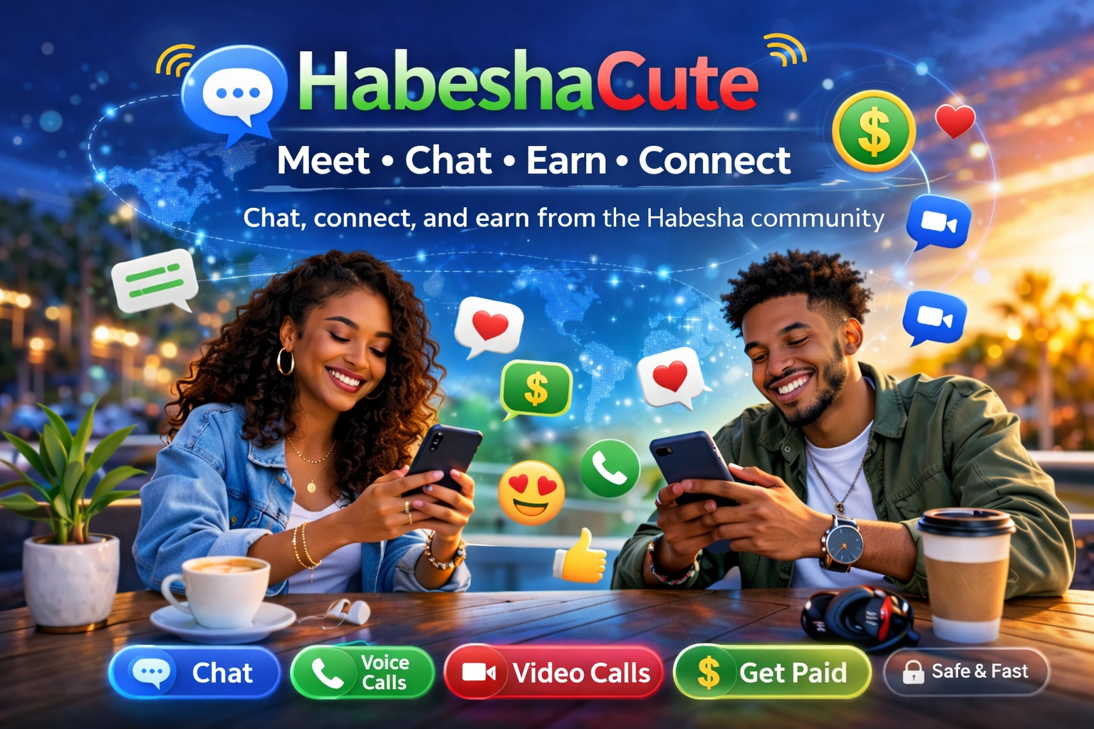 HabeshaCute members chatting, calling, and connecting online